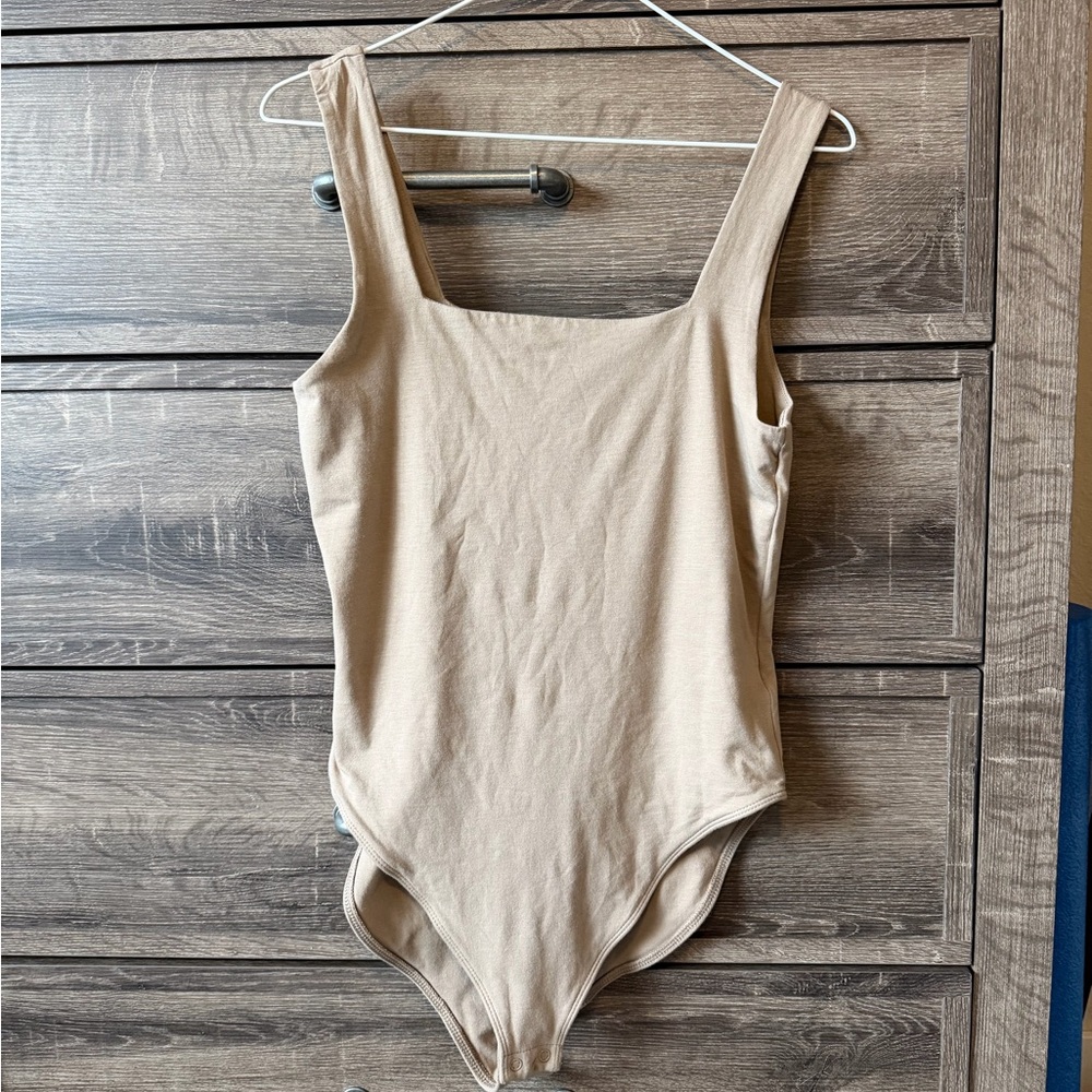 Old Navy Women's Tan Square-Neck Bodysuit